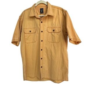 RedHead Mens Large Short Sleeve Button‎ Up Shirt Utility Workwear Tan Cotton